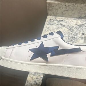 Bape White Sneakers with Navy Accents NW